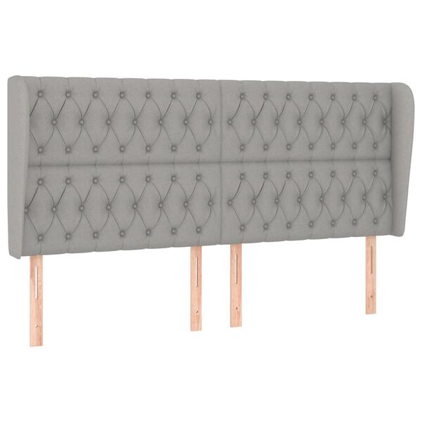 vidaXL S&auml;nggavel med kanter ljusgr&aring; 183x23x118/128 cm tyg