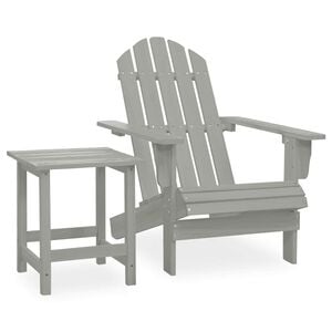 vidaXL Adirondackstol med bord massivt grantr&auml; gr&aring;
