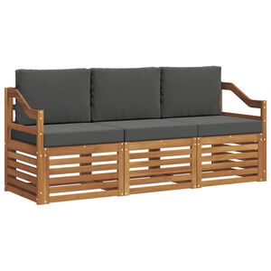 vidaXL Soffgrupper 3 pcs Naturlig och Antracit Massivt Akaciatr&auml;