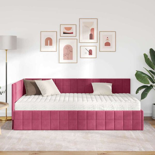 vidaXL H&ouml;rn S&auml;ngram med Madrass med huvudgavel 2 pcs Gr&ouml;n Sammet