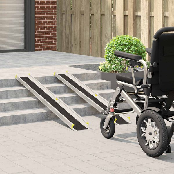 vidaXL Rullstolsramp 2 pcs Svart 152 x 19 x 5,5 cm Aluminium