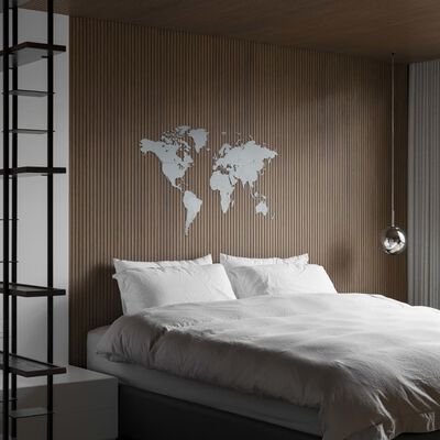 MiMi Innovations Väggdekoration världskarta trä Luxury vit 130x78 cm