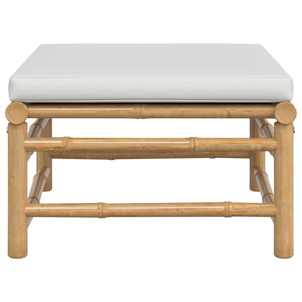 vidaXL Pall för trädgården med ljusgrå dyna bambu