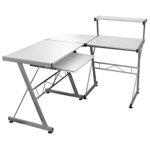 vidaXL Datorbord h&ouml;rn vit 132x112x99 cm konstruerat tr&auml;