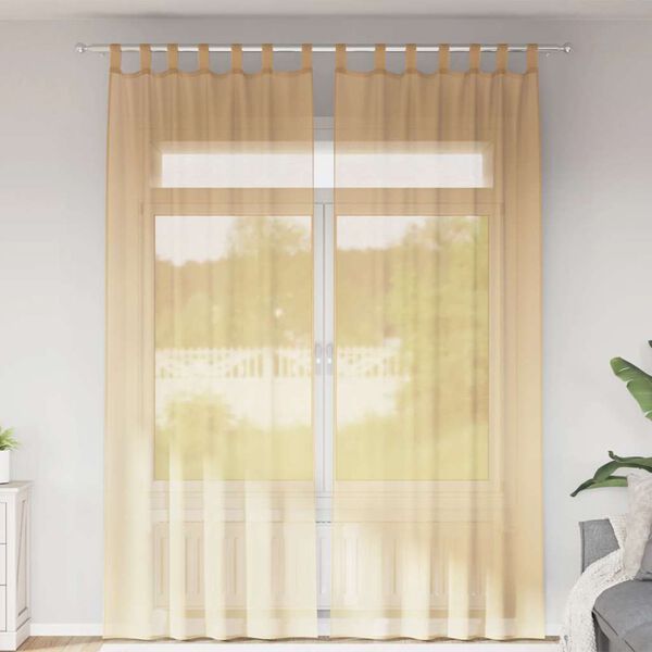 vidaXL Voile gardiner med öglor 2 st sand 140x260 cm