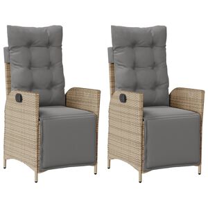 vidaXL Justerbara tr&auml;dg&aring;rdsstolar 2 st fotst&ouml;d mixbeige konstrotting