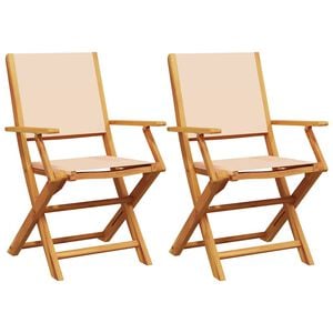 vidaXL Hopf&auml;llbara stolar 2 st beige massivt tr&auml; akacia och tyg