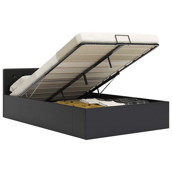 vidaXL S&auml;ngram hydraulisk f&ouml;rvaring svart konstl&auml;der 120x200 cm