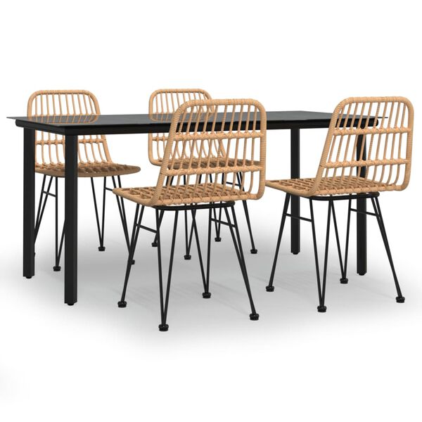 vidaXL Matgrupp för trädgården 5 delar konstrottning