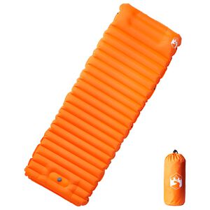 vidaXL Sj&auml;lvuppbl&aring;sande campingmadrass med kudde 1 person orange