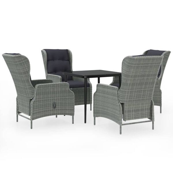 vidaXL Matgrupp f&ouml;r tr&auml;dg&aring;rden 5 delar ljusgr&aring;