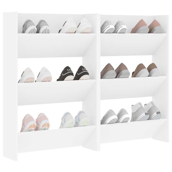 vidaXL V&auml;ggmonterat skost&auml;ll 2 st vit 60x18x90 cm konstruerat tr&auml;