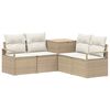 vidaXL Soffset 5 st Beige och kr&auml;mvit Poly Rattan och st&aring;l
