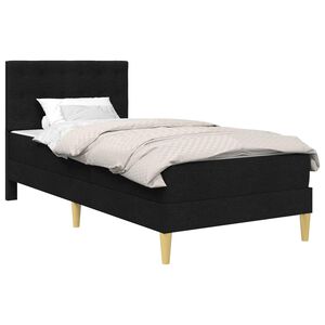 vidaXL S&auml;ngram med madrass med huvudgavel Svart 90 x 190 cm tyg