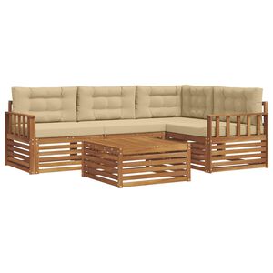 vidaXL Utomhussoffset med kudde 5 pcs Naturlig och Beige