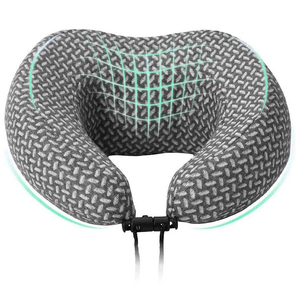 vidaXL Resekudde f&ouml;r nacken Enf&auml;rgad Gr&aring; 30 x 28 x 14 cm Polyester