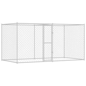vidaXL Hundbur Silver 400 x 200 x 200 cm Galvaniserat St&aring;l