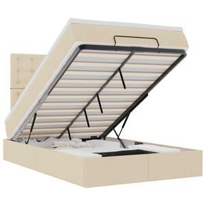 vidaXL Ottoman s&auml;ngram med madrass gr&auml;ddvit 120x200 cm tyg