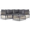 vidaXL Loungegrupp 5 delar med dynor antracit konstrotting