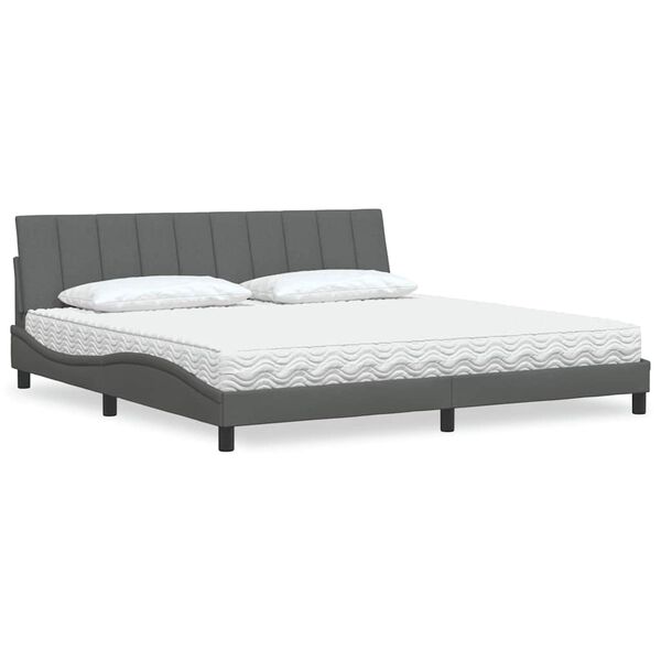 vidaXL Bed with Mattress "Hanko" Dark Grey 200x200 cm Fabric