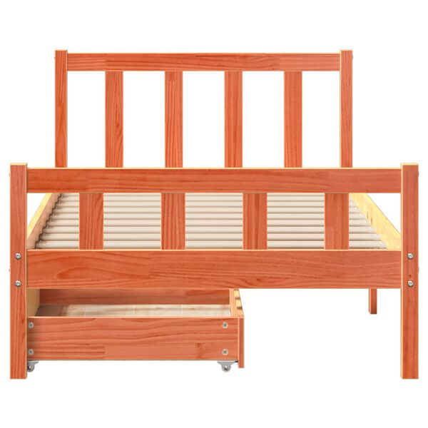 vidaXL S&auml;ngram utan madrass vaxbrun 75x190 cm massiv furu