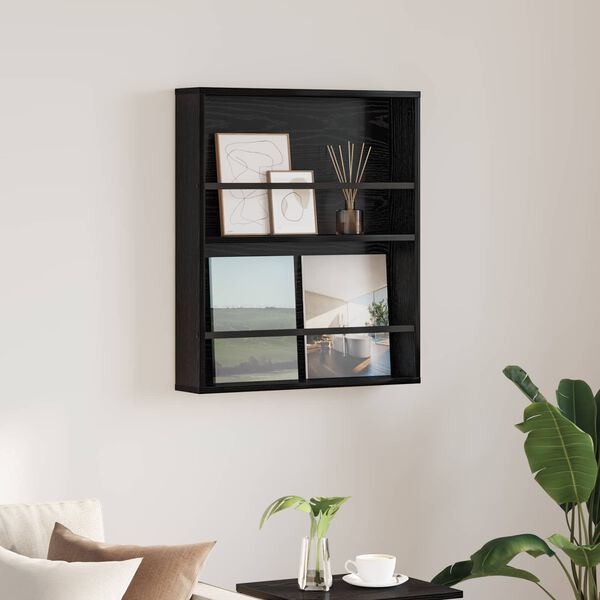 vidaXL Tidningshylla Svart Ek 60 x 12 x 70 cm Konstruerat tr&auml;