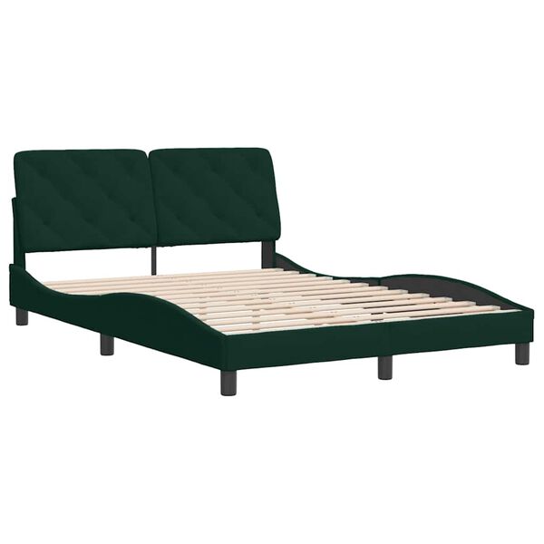 vidaXL Bed Frame without Mattress Dark Green 140x190 cm Velvet