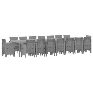 vidaXL Tr&auml;dg&aring;rds matsalsset med Kuddar med kudde 17 pcs Ljusgr&aring; PP