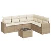 vidaXL Matgrupp f&ouml;r tr&auml;dg&aring;rden med dynor 7 delar beige konstrotting