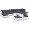 vidaXL Loungegrupp med dynor 10 delar vit massiv furu