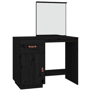 vidaXL Sminkbord Svart 95x50x134 cm massiv furu
