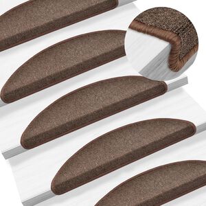 vidaXL Trappmattor 15 st 56x17x3 cm kaffebruna halvrunda