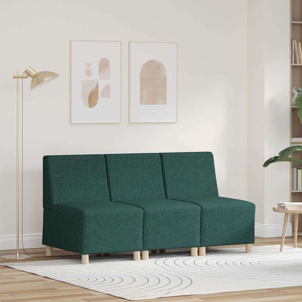 vidaXL Modulsofa utan armst&ouml;d 3 pcs M&ouml;rkgr&ouml;n 55 x 74 x 82 cm tyg