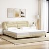 vidaXL Bed Frame with LED without Mattress "Hvar" Cream 200x200 cm Fabric