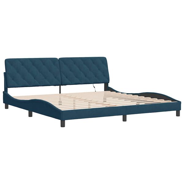 vidaXL Bed Frame with LED without Mattress Blue 200x200 cm Velvet
