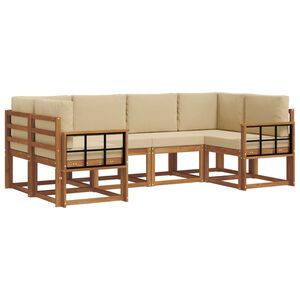 vidaXL Utomhussoffset med kudde 6 pcs Naturlig och Beige