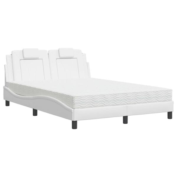 vidaXL Bed "Viana" with Mattress White 140x190 cm Faux Leather
