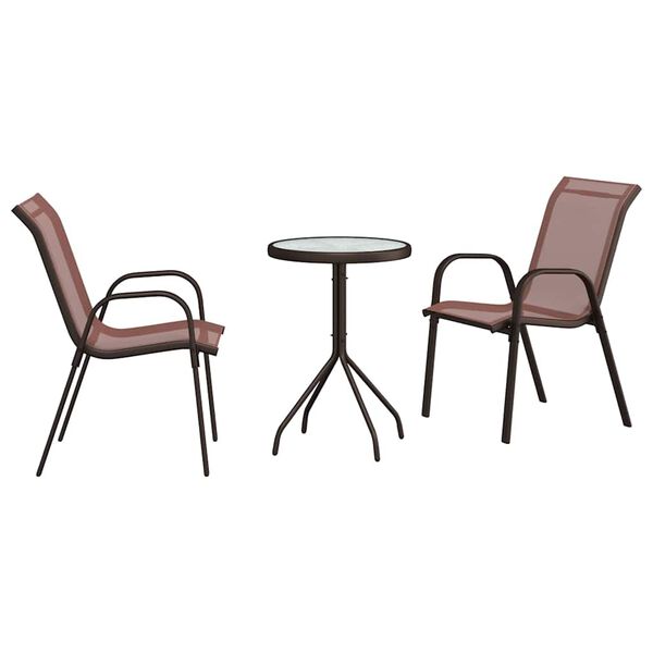 vidaXL Tr&auml;dg&aring;rds Bistro Set 3 pcs Brun St&aring;l