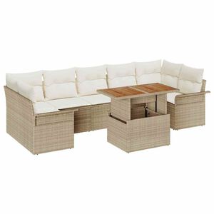 vidaXL Tr&auml;dg&aring;rdsoffset med lagring 8 pcs Beige Poly rattan