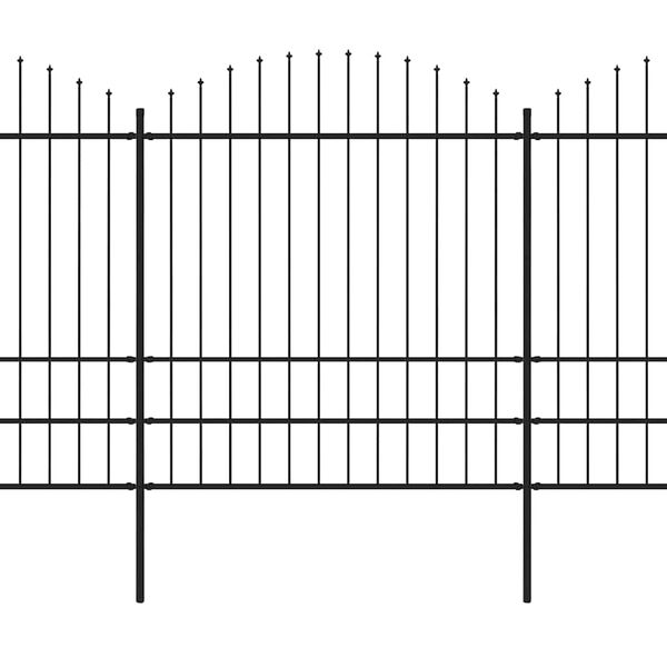 vidaXL Tr&auml;dg&aring;rdsstaket med spjutspets st&aring;l 1248x200 cm svart
