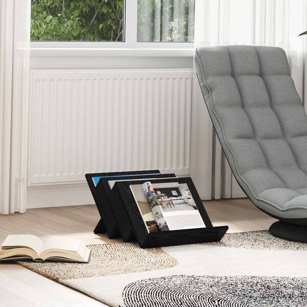 vidaXL Tidningshylla Svart Ek 53 x 40 x 28.5 cm Konstruerat tr&auml;