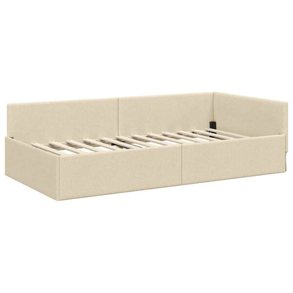 vidaXL Hörn Sängram med huvudgavel Kräm 100 cm x 200 cm Sammet