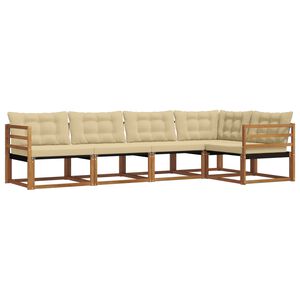 vidaXL Utomhussoffset med kudde 5 pcs Naturlig och Beige