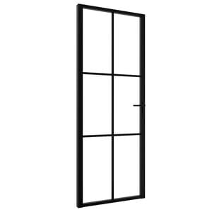 vidaXL Innerd&ouml;rr ESG-glas och aluminium 76x201,5 cm svart