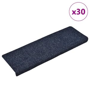 vidaXL Trappmattor sj&auml;lvh&auml;ftande 30 st 65x21x4 cm bl&aring; rektangul&auml;r kant