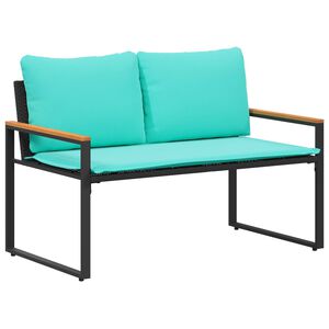 vidaXL b&auml;nk med kudde Svart och turkos 115 x 65 x 72 cm Rotting