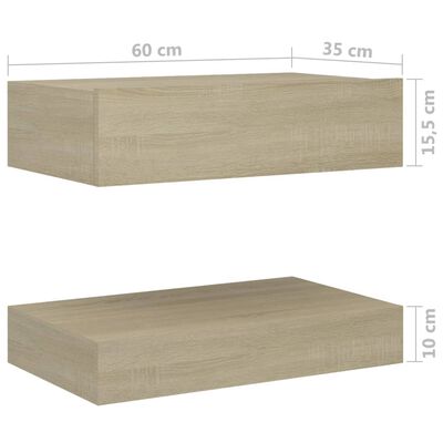 vidaXL Sängbord sonoma-ek 60x35 cm konstruerat trä