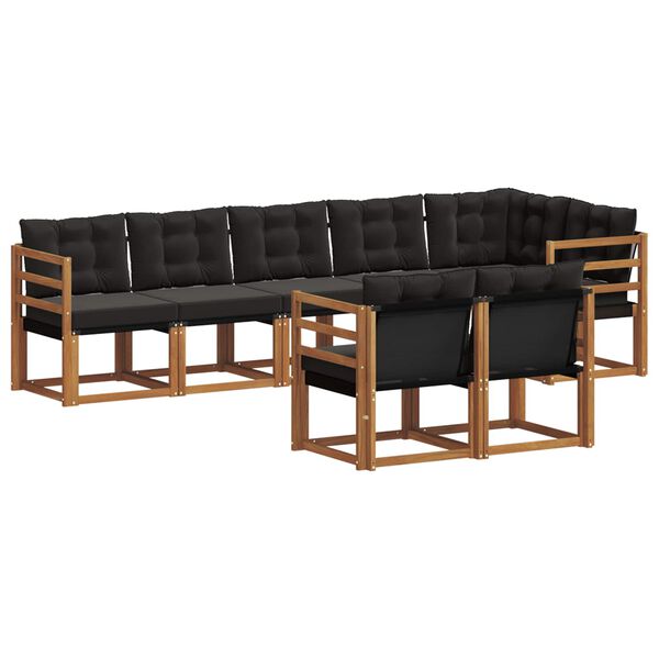 vidaXL Utomhussoffset med kudde 8 pcs Naturlig och svart