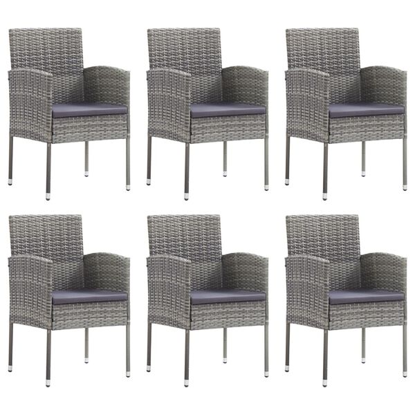 vidaXL Matgrupp f&ouml;r tr&auml;dg&aring;rden 7 delar gr&aring; svart konstrotting & st&aring;l