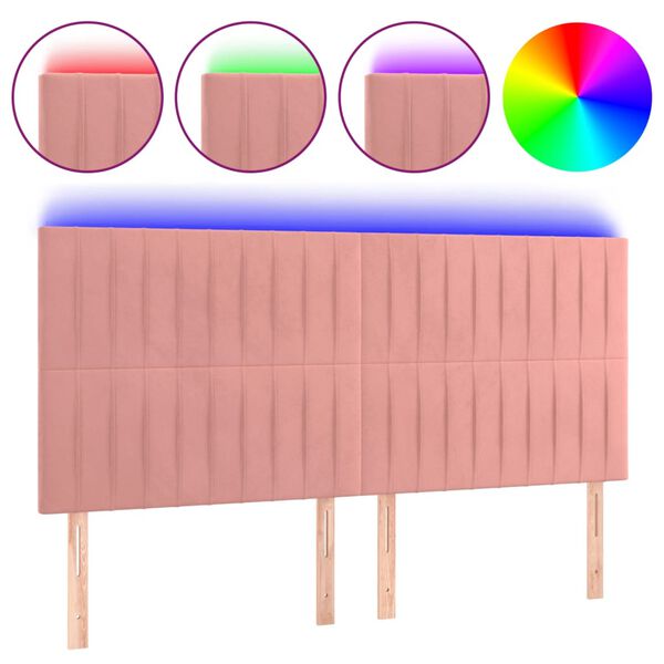 vidaXL S&auml;nggavel LED rosa 180x5x118/128 cm sammet